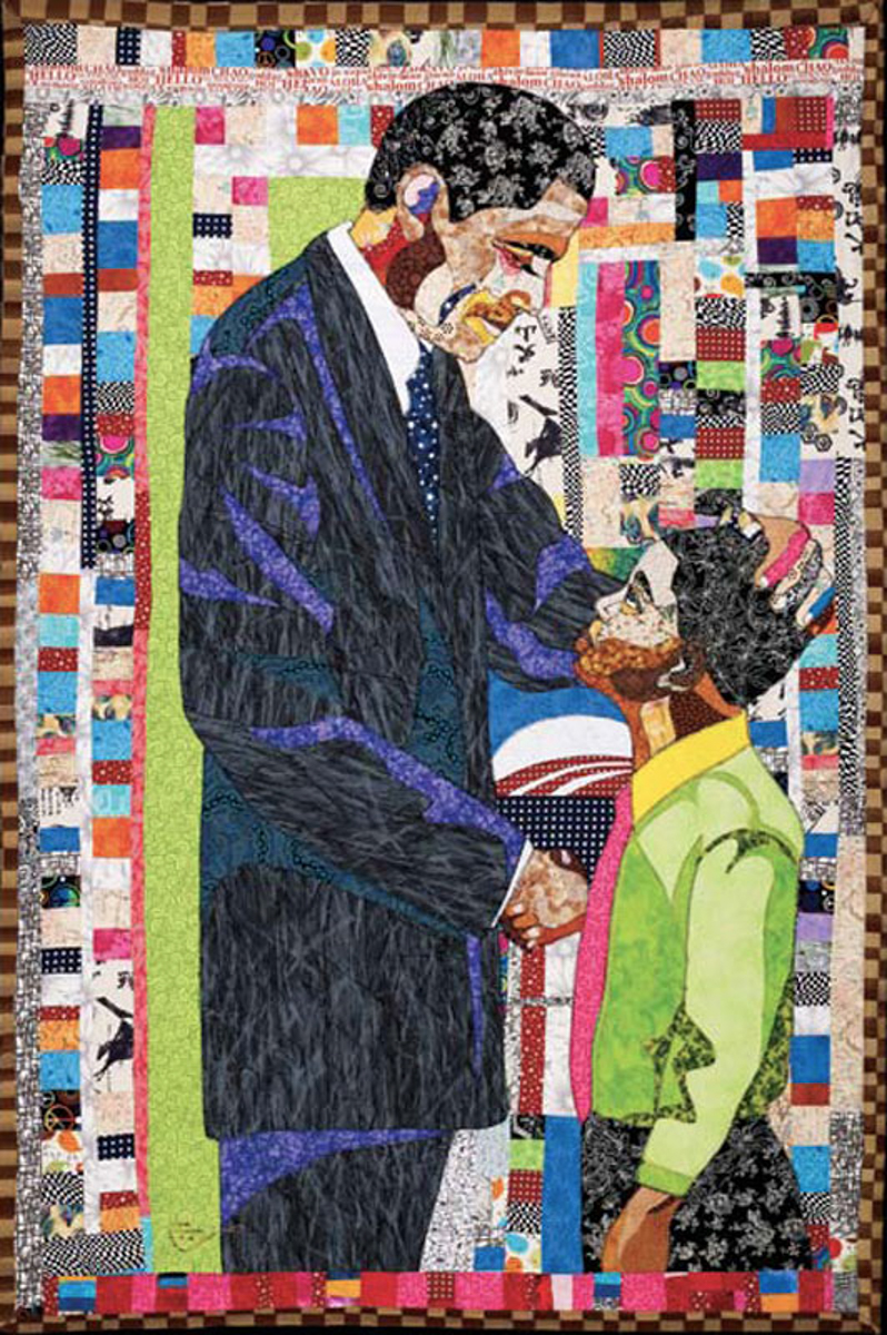 ラムセス、バラク・オバマ大統領と私。ファブリック。 60 x96インチ。