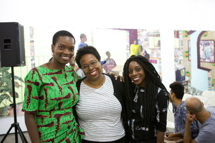 In Conversation: Njideka Akunyili Crosby and Akosua Adoma Owusu Moderated by Jamillah James at Art + Practice, Los Angeles. September 24, 2015. Photo by Elon Schoenholz.